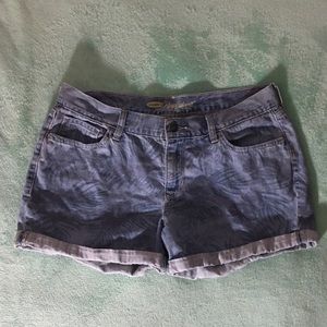 Floral printed jean shorts